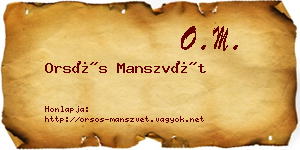 Orsós Manszvét névjegykártya